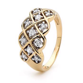 Diamant-Goldring - mit 11 echten Diamanten